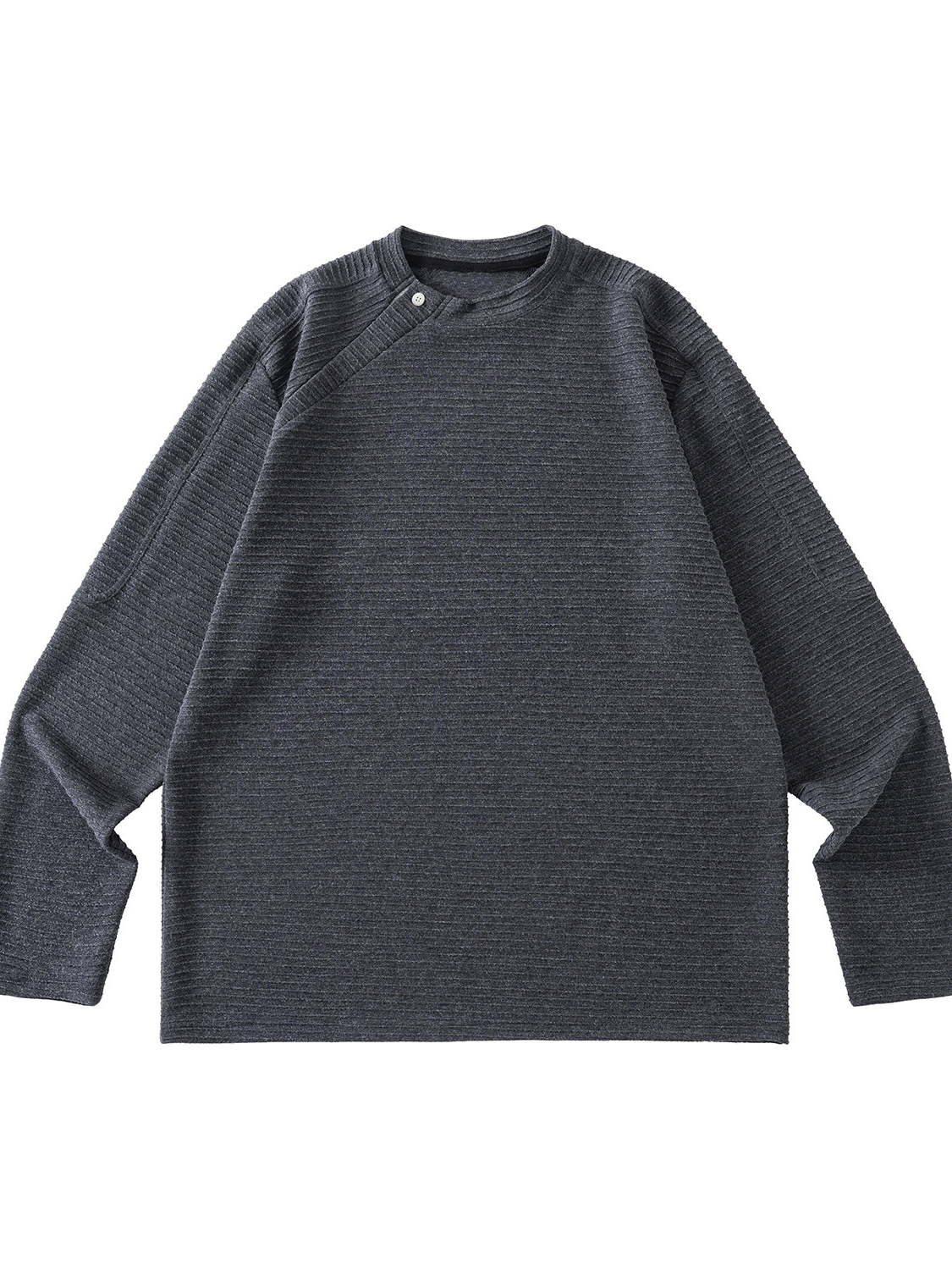 Stylish Raglan Casual T-Shirt with Horizontal Ribbed Texture