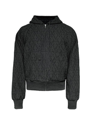 Men's cropped hooded sweatshirt with a textured jacquard finish
