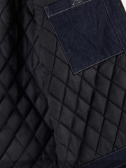 Oversized Padded Denim Workwear Jacket with Contrast Collar