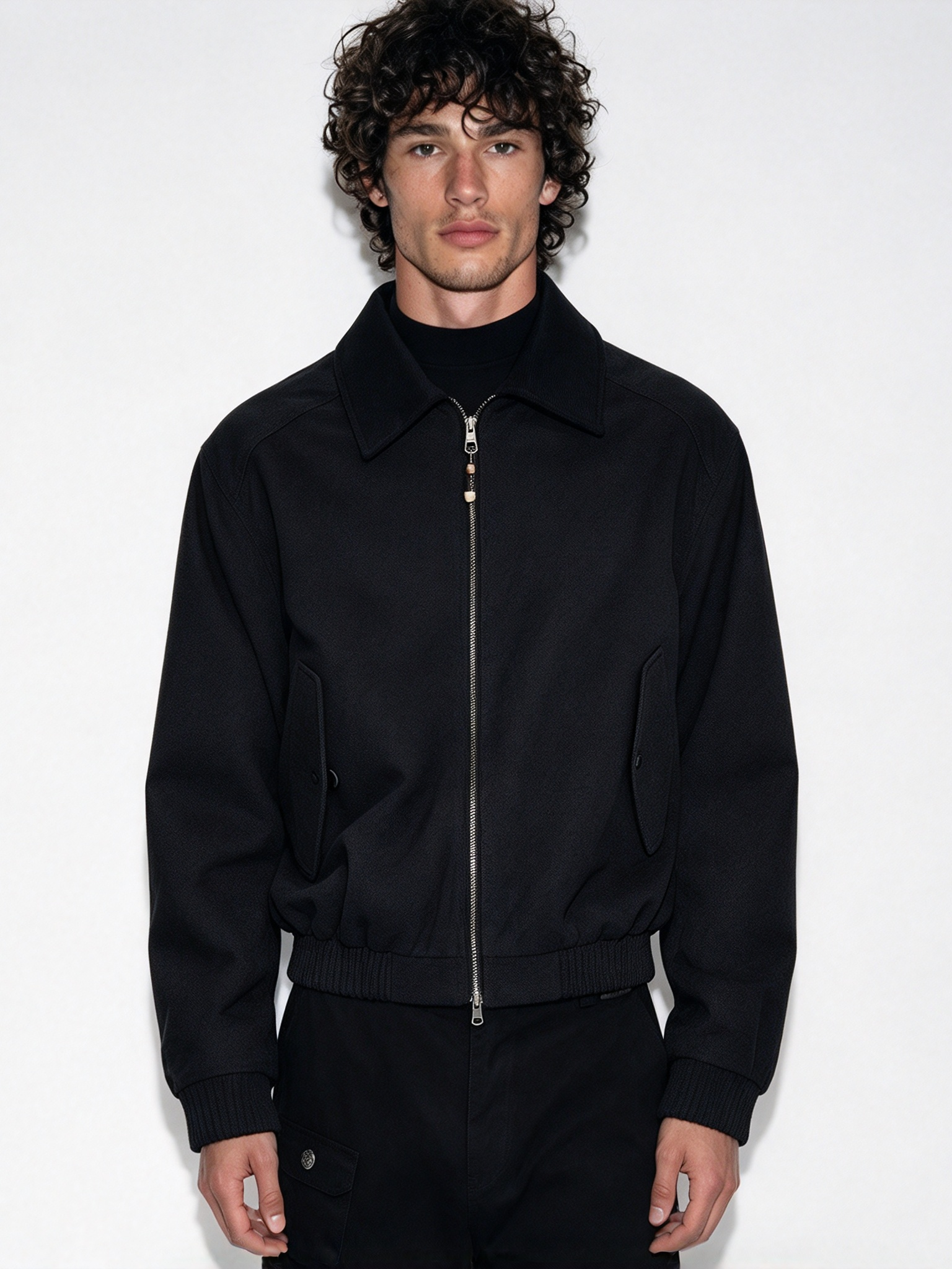 Corduroy-collar panelled jacket