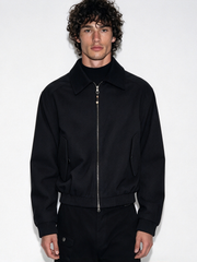 Corduroy-collar panelled jacket