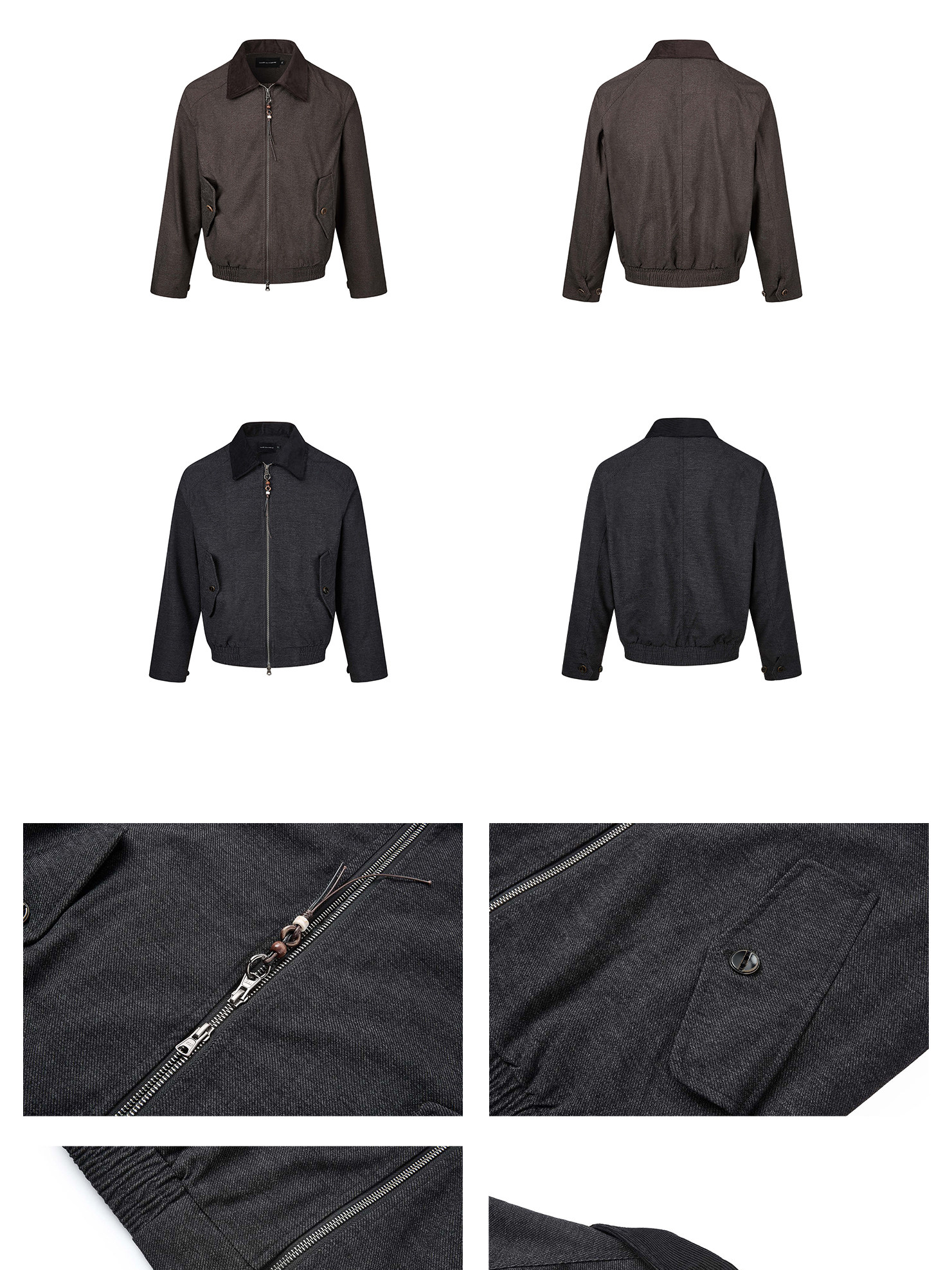 Corduroy-collar panelled jacket
