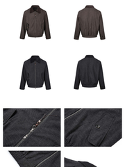 Corduroy-collar panelled jacket