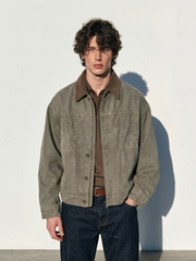 Men's Retro Cotton Workwear Jacket – Autumn Corduroy-Paneled Outerwear