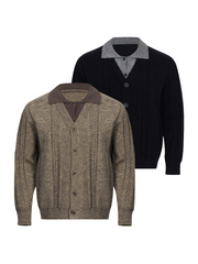 Vintage-style cable-knit high-neck cardigan – a relaxed, laid-back knitwear piece
