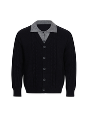 Vintage-style cable-knit high-neck cardigan – a relaxed, laid-back knitwear piece