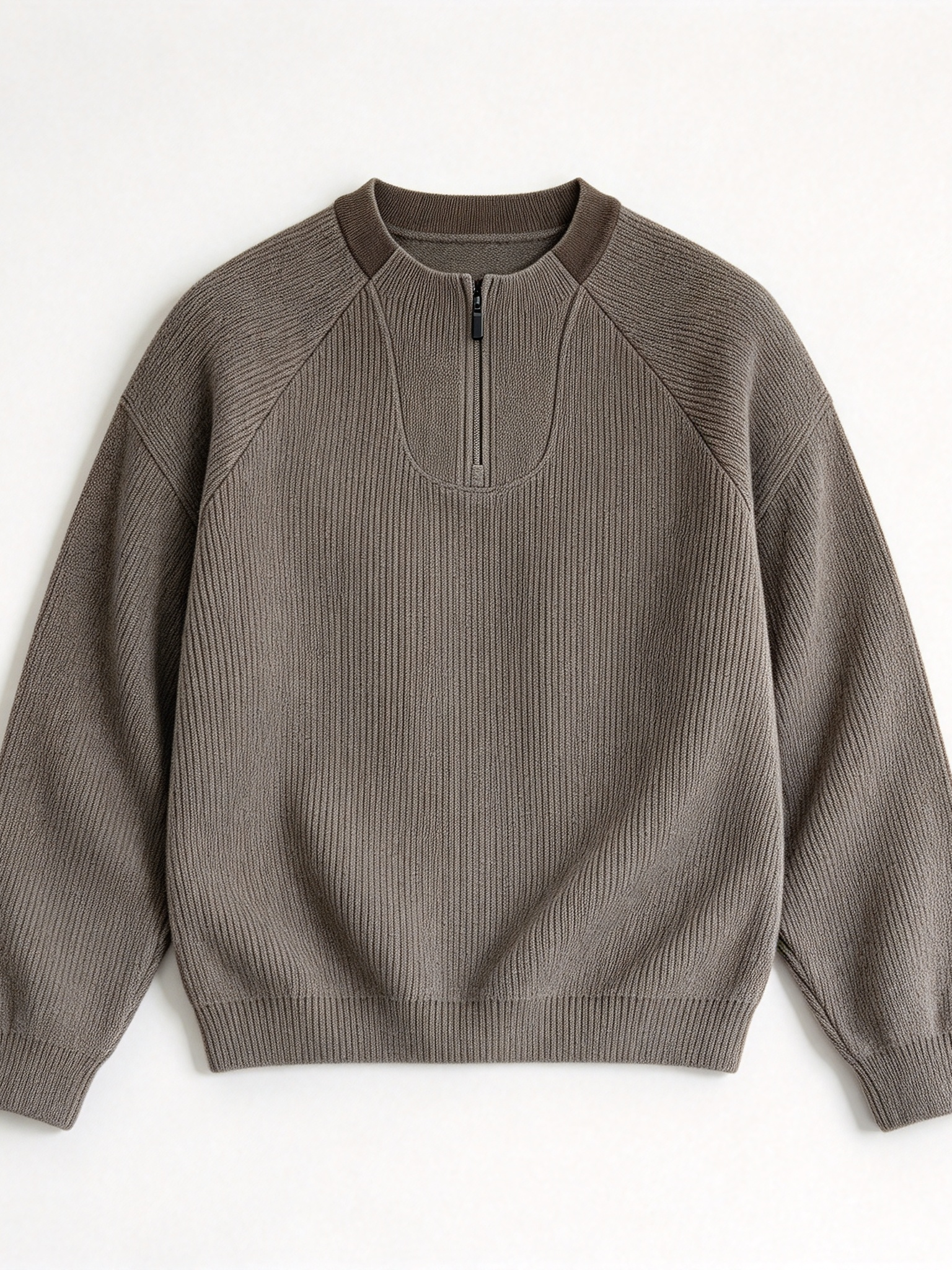 Dark Grey-Green Oversized Half-Zip Sweatshirt