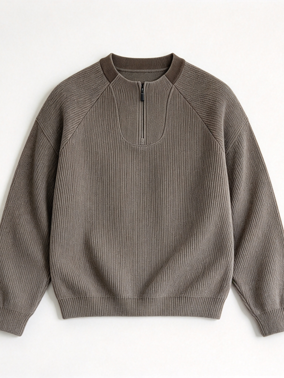 Dark Grey-Green Oversized Half-Zip Sweatshirt