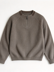 Dark Grey-Green Oversized Half-Zip Sweatshirt