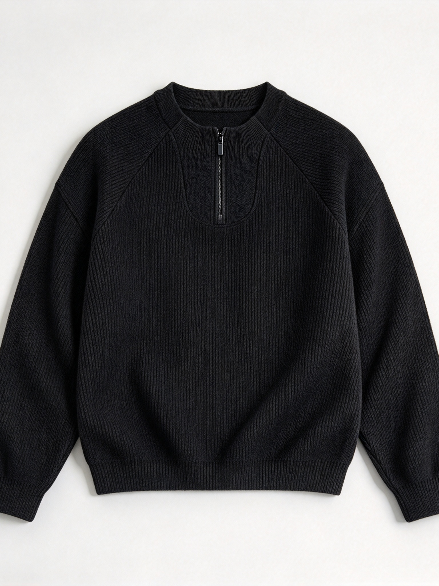 Dark Grey-Green Oversized Half-Zip Sweatshirt