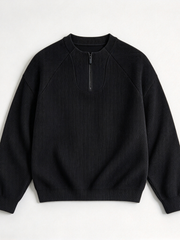 Dark Grey-Green Oversized Half-Zip Sweatshirt