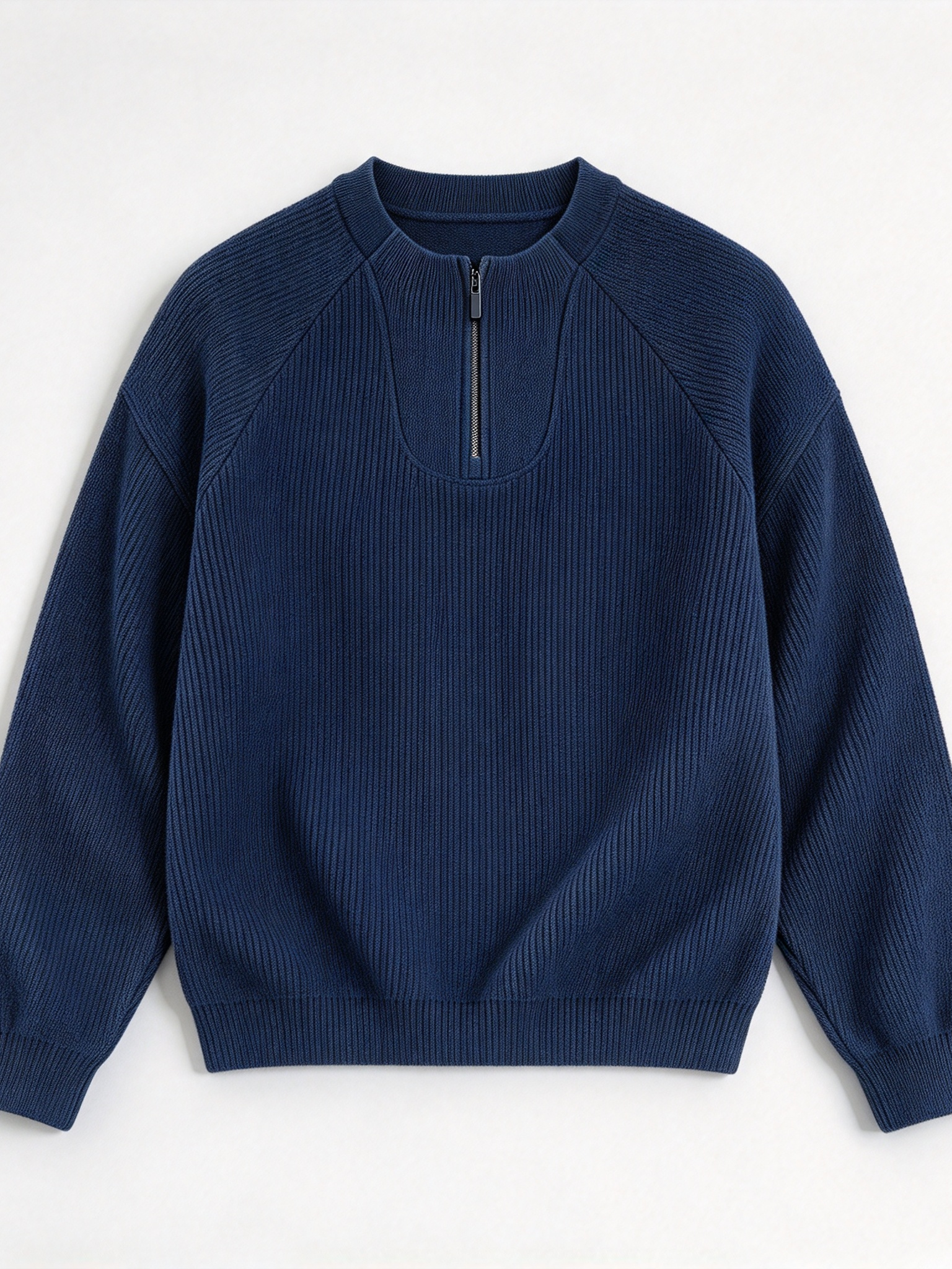 Dark Grey-Green Oversized Half-Zip Sweatshirt