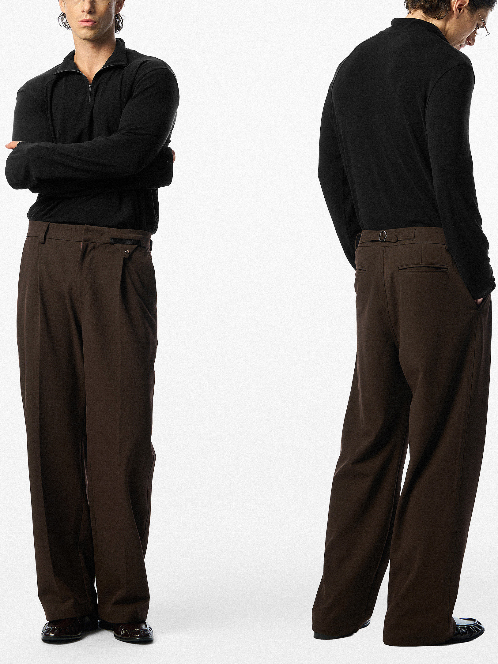 Men’s casual straight-leg trousers in a coffee shade