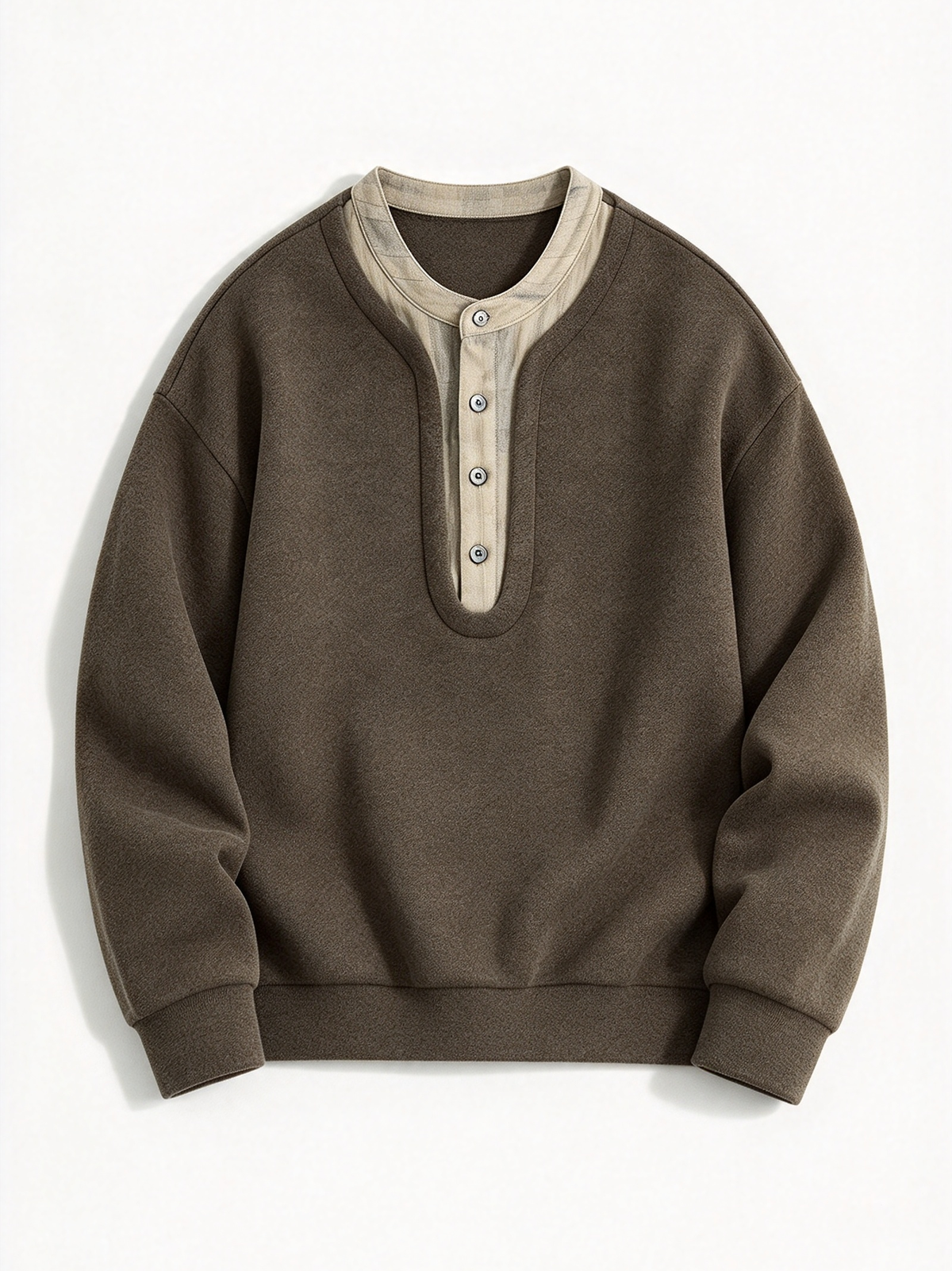 Blended-wool Henley sweatshirt