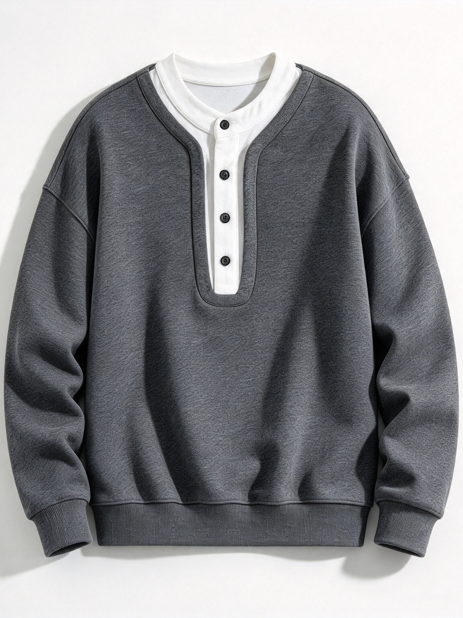Blended-wool Henley sweatshirt