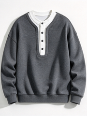 Blended-wool Henley sweatshirt