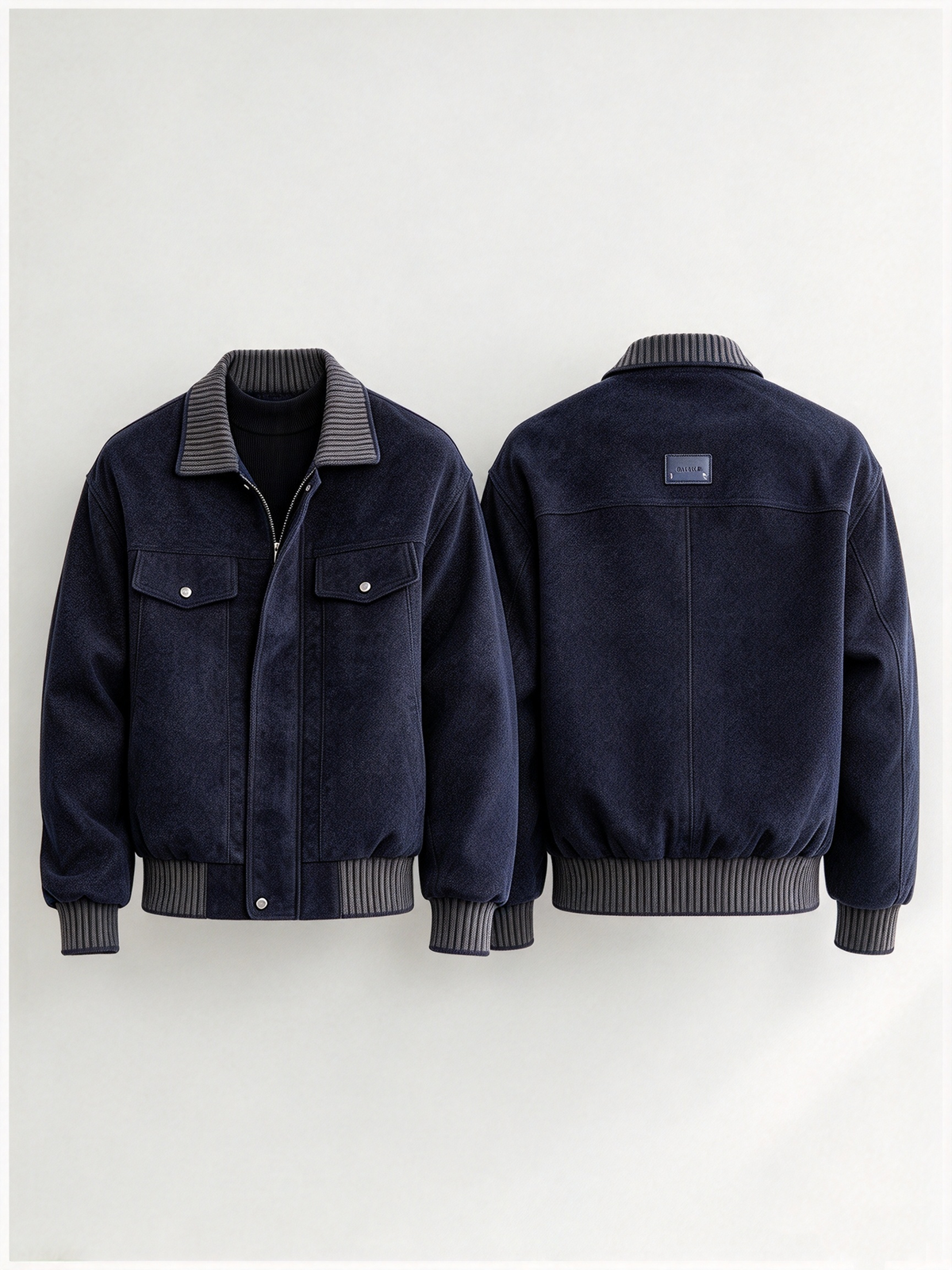 Stylish denim-look jacket with a fold-down collar