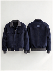 Stylish denim-look jacket with a fold-down collar