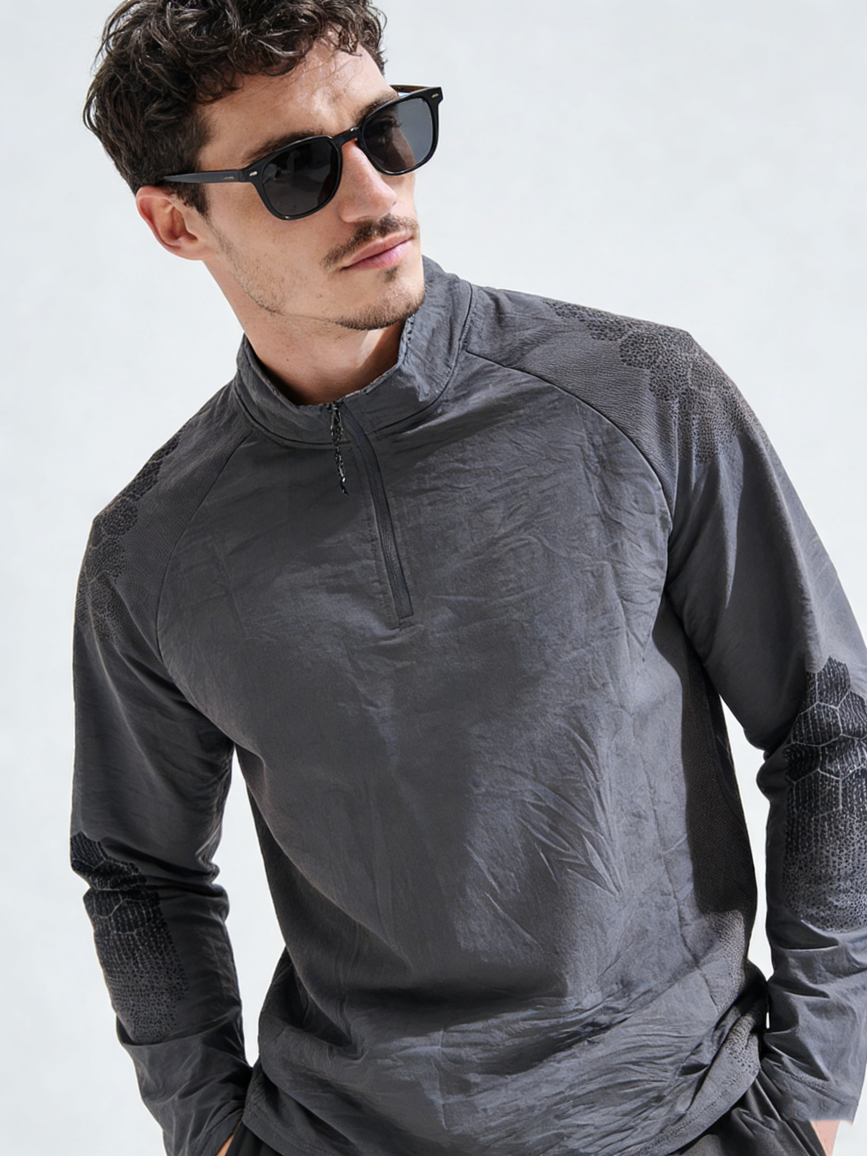 Quick-drying, fleece zipper stand-up collar base layer