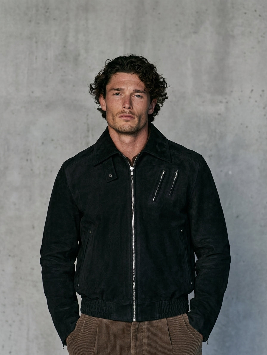 Men's Stylish Vintage-Style Faux Suede Jacket