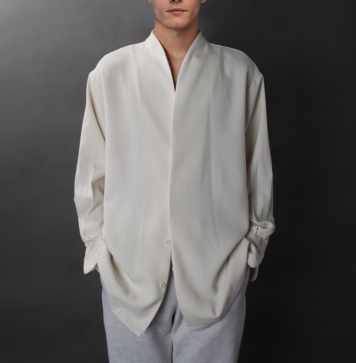 Camicia casual curva da uomo in cotone e lino