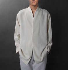 Camicia casual curva da uomo in cotone e lino
