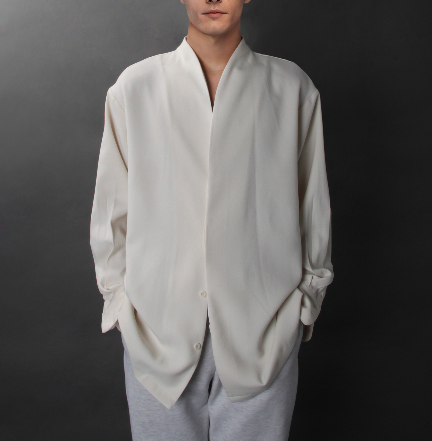 Camicia casual curva da uomo in cotone e lino