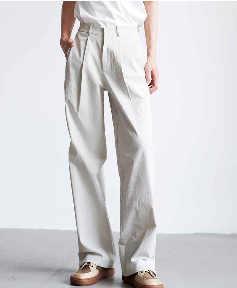 Pantaloni casual da uomo in cotone e lino con pieghe