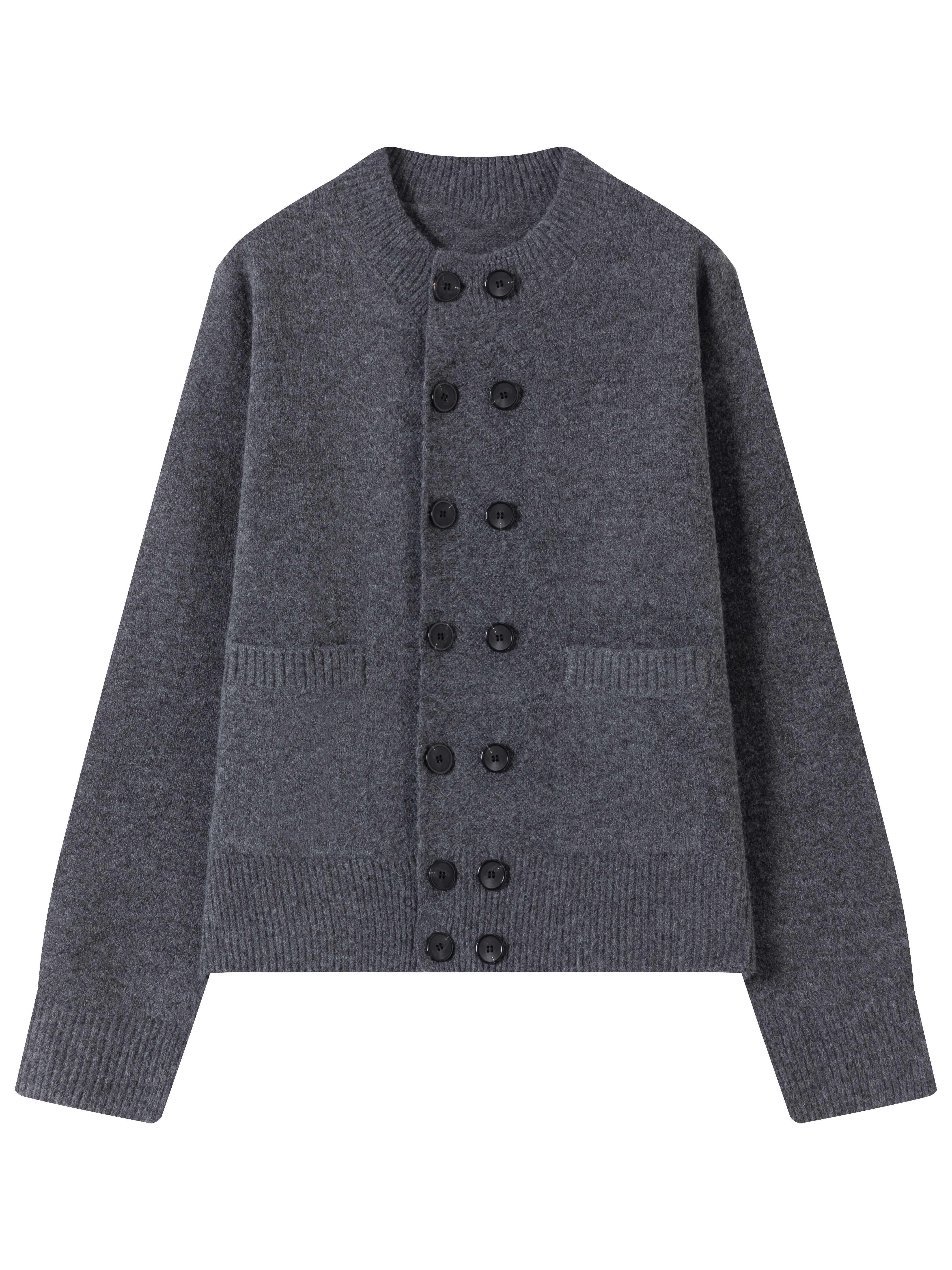 Men's Crew-Neck Double-Breasted Knit Cardigan