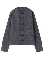 Men's Crew-Neck Double-Breasted Knit Cardigan