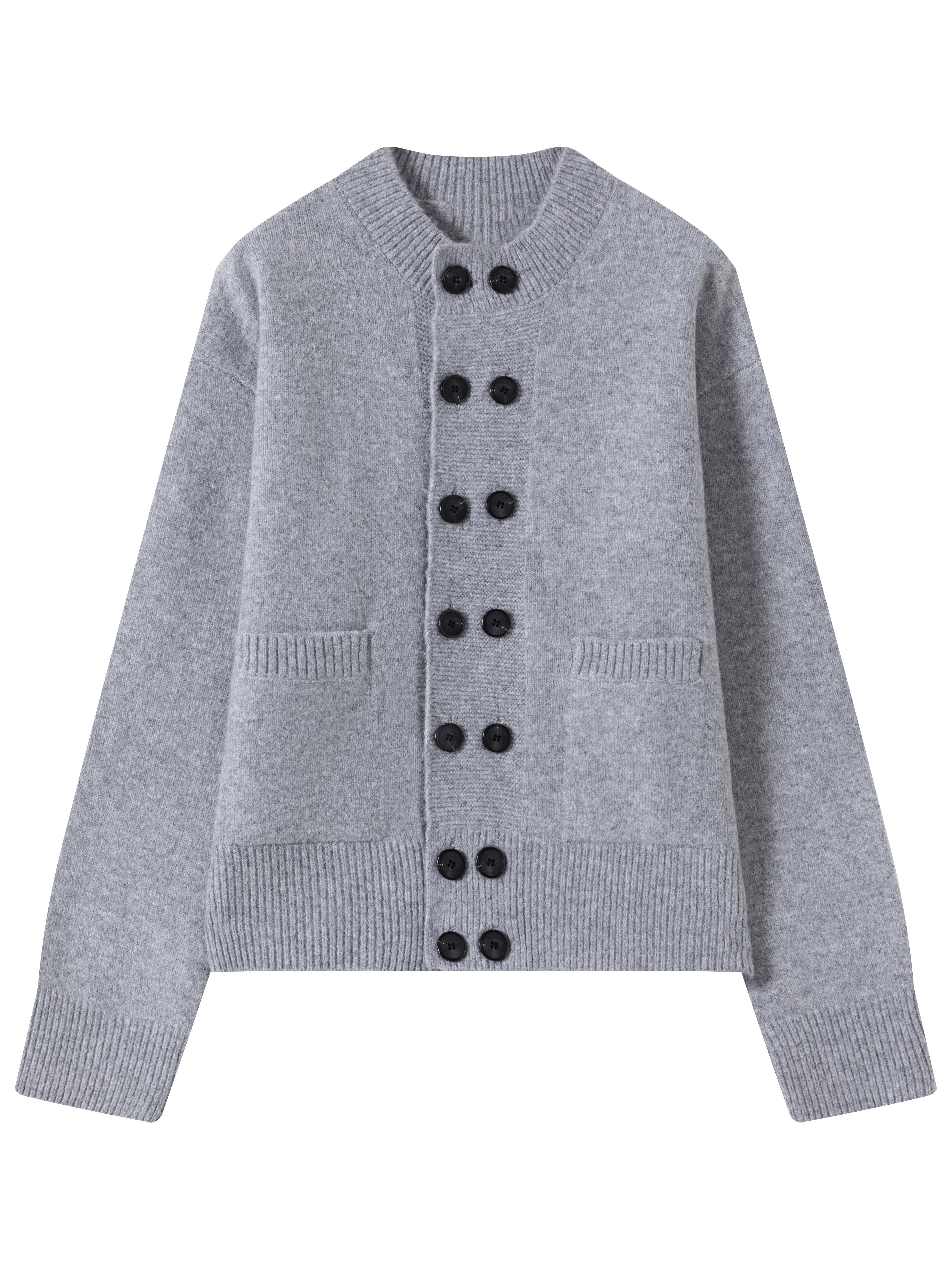 Men's Crew-Neck Double-Breasted Knit Cardigan