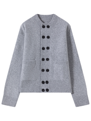 Men's Crew-Neck Double-Breasted Knit Cardigan