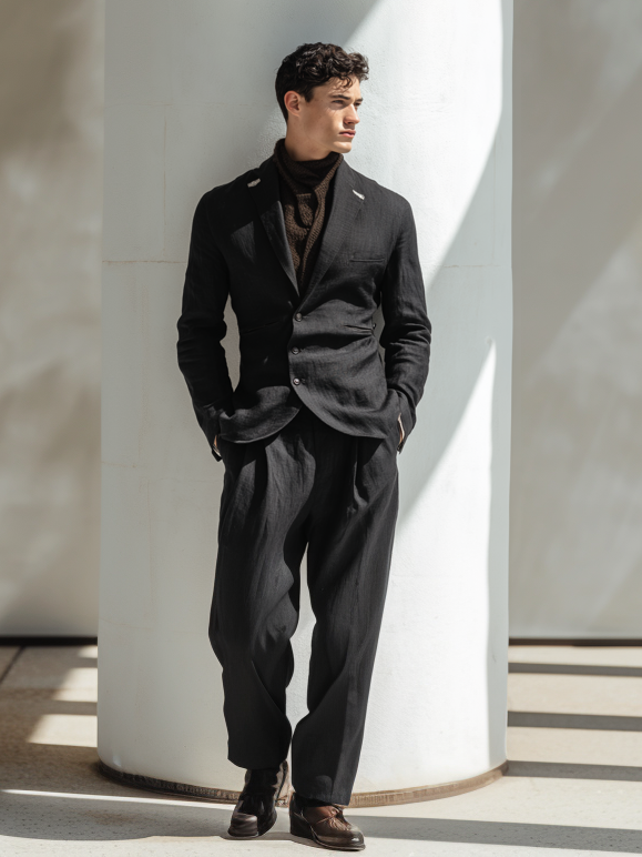 Men's fashionable bamboo joint face lapel suit