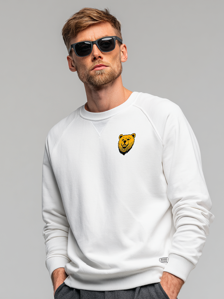Maglia da uomo a maniche lunghe in puro cotone con stampe a contrasto