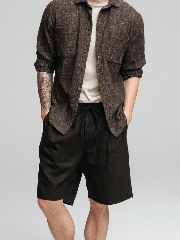 Pantaloncini in tessuto casual da uomo (stile con coulisse)