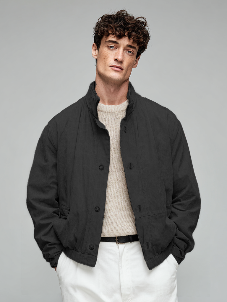 Cappotto corto casual da uomo con collo alto